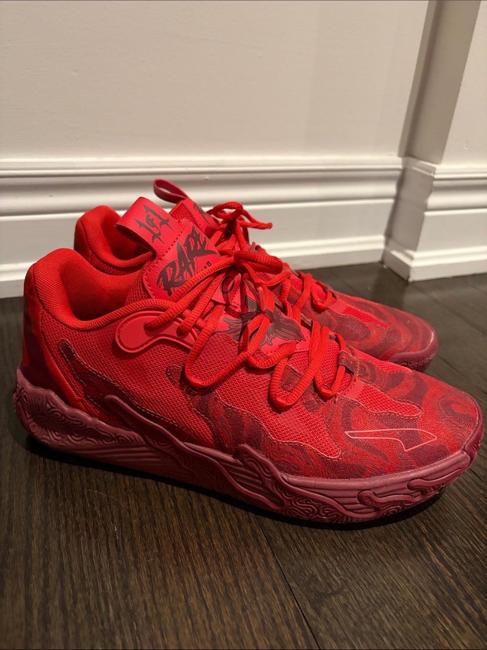 Puma Red Mesh Athletic Sneakers